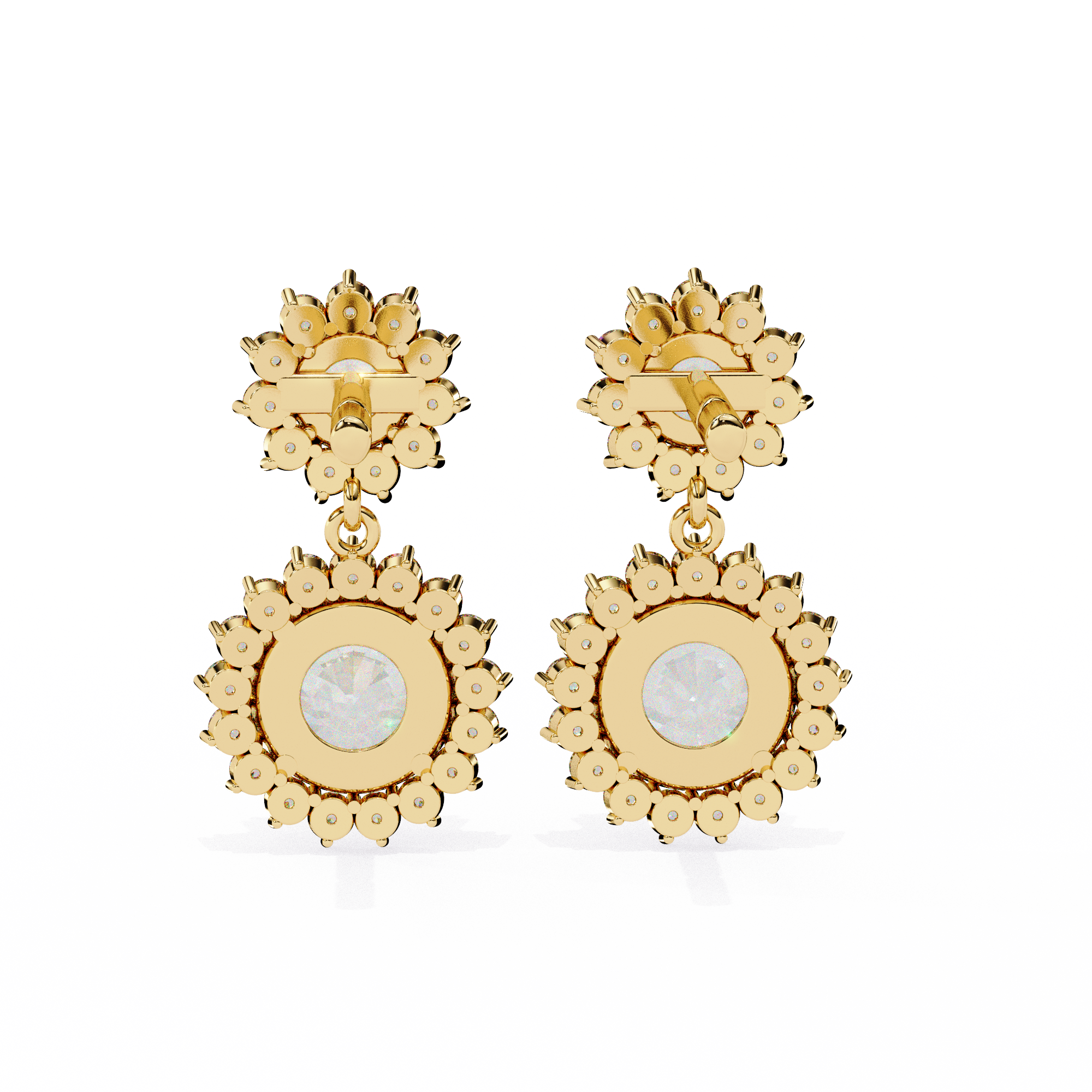 Solitairekart 1.37ct Floral Halo Natural Diamond Drop Earrings-HI Color, VS-SI Clarity